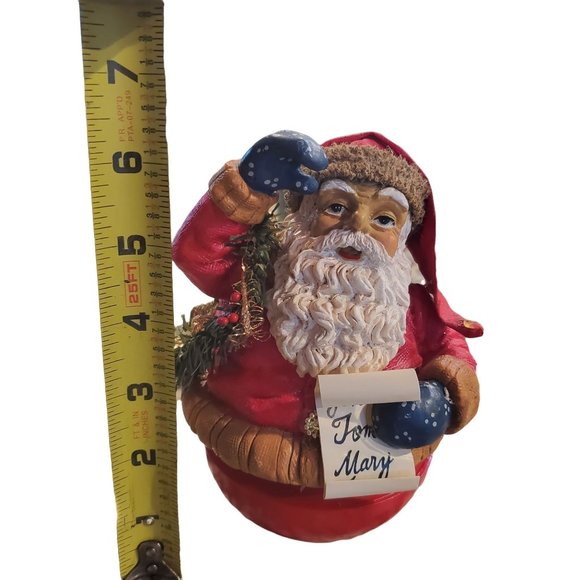 Vintage Musical Santa Clause Christmas Decor Wind Up Round Bottom 6x4 - Picture 6 of 7